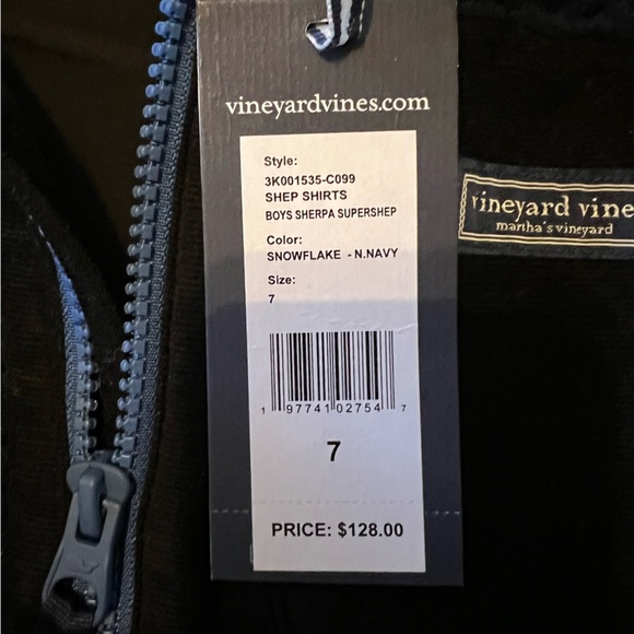 VINEYARD VINES Boys Sherpa Supershep Full-Zip Snowflake-Navy Coastal Jacket NWT - Picture 8 of 8